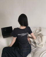 "ONLY" レタリングUネックショートスリーブTシャツ