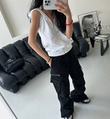 Backless Hooded Zip-Up Sleeveless