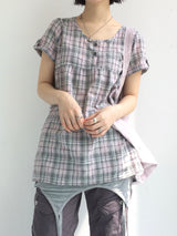 pastel checkered cotton dress