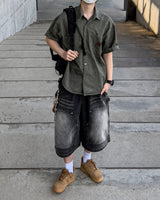 Patchwork Half Shirt Jacket