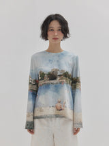Donau Watercolor Long Sleeve Top (Blue)