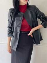 Arc Round Leather Jacket
