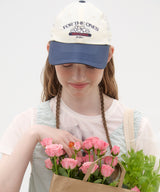 Flower Shirring Ball Cap - White/Navy
