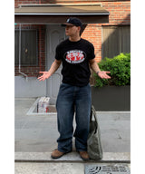 Back cut denim pants