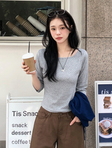 ドットクロップ七分袖Tシャツ (4color)