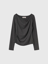 DRAPE SHIRRING LONG SLEEVE T-SHIRT