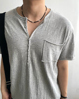 Pochi Slub Henley Neck Short Sleeve T