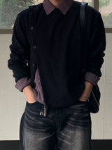 Oblique Slash Button Knit