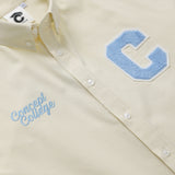 Sky blue C Patch Yellow Oxford short-sleeved Shirt [Unisex]