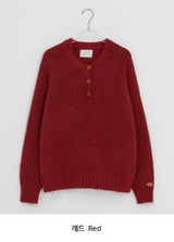 Genif Raglan Round Button Knit