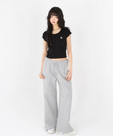 STITCH LINE CROP HALF T-SHIRT [4color]