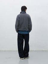 soft high neck fleece anorak set - charcoal       