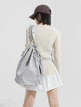Side slit ribbed lace-up knit