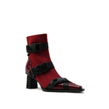 Colorful Bridge | Fashion Functional Boots with Magnetic Buckle, Woven Strap, Square Head Women's Short Boots