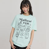 マルチーズクルーライングラフィック半袖Tシャツ