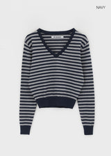 [MADE] Rivni Stripe V-Neck Knit