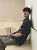  Loose Patch Washed Half Shirt 2C