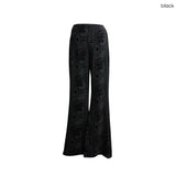 (3color)ジオメトリック フラワー ブーツカット パンツ