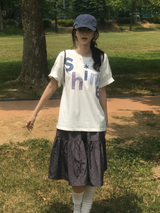オーバーサイズシャインアップリケTシャツ [ワイン]