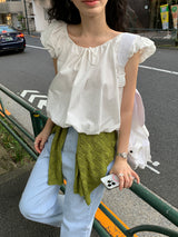 [MADE] リボンパフブラウス