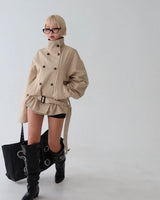 Belt Set High-Neck Half Trench Coat