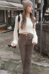 ワインリーコーデュロイフレアパンツ - ブラウン