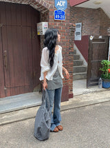 ガク ベーシック セミワイド ブーツカット デニムパンツ