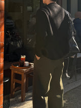 City wool one tuck wide pants