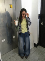 Bahiu Washing Wide Denim Pants