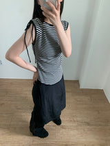 ワンショルダーシャーリングTシャツ(4color)