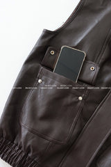 leather oversized fit vest jacket