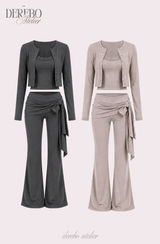 レナ ストラップ トレーニング スリーピースセットアップ (set-up + cardigan + sleeveless pants)