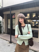 Mint Brown Layered Cardigan Knitwear