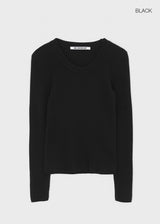 [MADE] Tanjiki Wool U-neck Ribbed Knit