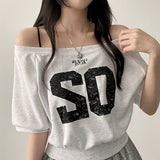 Bner No. Shoulder Unbalanced Short Sleeve T-shirt