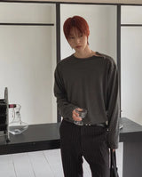 Roda Ribbed Diagonal Zipper Long Sleeve T-shirt