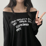 Alling lettering shoulder long sleeve tee