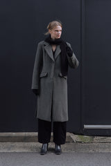 SIDE CUT OUT SINGLE WOOL COAT - CHARCOAL