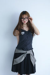 LMpatch frillblouse(black)