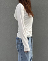 Vネックロングスリーブトップ (WHITE) ウィメンズ
