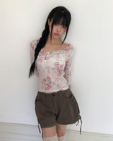 リウェル フラワー 7分袖 Tシャツ