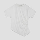 (T-7056)ローワンアンバランスツイストTシャツ