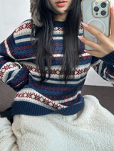 ノルディックスノーフラワーディアニット🦌❤💙🩶3COLOR