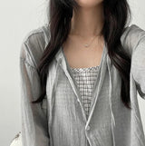Wanu linen button hooded cardigan