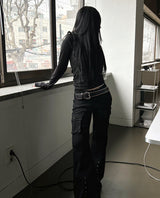 Black Glow Low-Rise Pants
