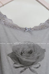 ローズレースオフショルダーTシャツ
