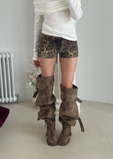 LEOPARD EYELET SHORTS
