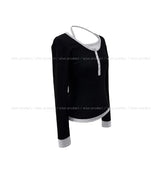 Newz Two-Tone Halter Layered Long Sleeve
