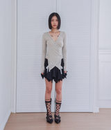 ストーンVネックTシャツ_ light grey