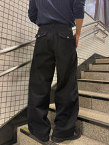 Back pocket dyed barrel denim pants